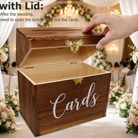 Boîte à cartes de mariage en bois brûlé verrouillable avec serrure en forme de cœur, boîte de rangement pour enveloppes pour la décoration de la fête de mariage