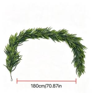 พวงมาลัยคริสต์มาสแบบหวายเทียม SATA Norfolk ขนาด 180 ซม. พร้อมไฟประดับตกแต่งวันหยุดสำหรับแขวนประตู - Product Image 4