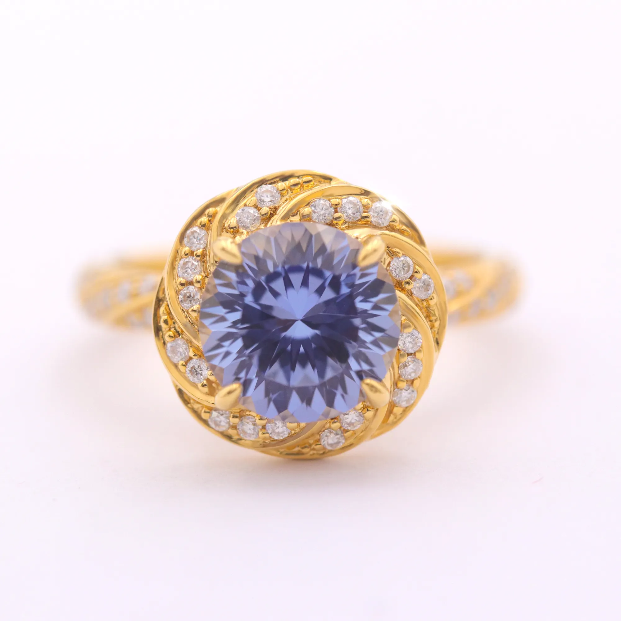 Redleaf Jewelry 10k 14k 18k Yellow Gold Ring Custom 1ct Moissanite Sapphire Gold Ring