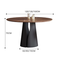 Ensemble de salle à manger rond en bois massif rotatif de luxe moderne - 6 places, meubles noirs pour la maison, l'hôtel et le restaurant