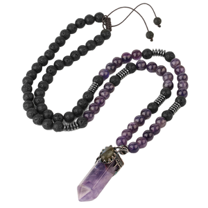 <span class=keywords><strong>CSJA</strong></span> G311 Antique Argent Plaqué Naturel Hexagone Colonne Pendentif Nouveau Long Cou Cristal Point Lava Perle Collier Chandail Chaîne - Product Image 1