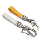 Porte-clés en cuir noir, marron, orange avec logo de voiture, anneau en D et crochet en argent, or, métal gun, pour AirTag