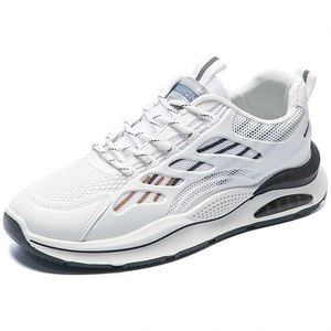 Chaussures de course décontractées de sport blanches à la mode pour hommes avec semelle épaisse en maille respirante avec fermeture à lacets-Caractéristique antidérapante - Product Image 1