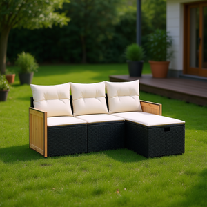 Ensemble de canapés de jardin blanc crème et noir - Product Image 2