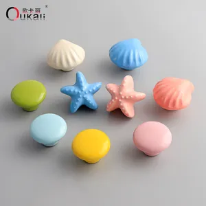 Oukali Lovely Ceramic Sea Star Animals Kids Room Furniture Kitchen Cabinet Handle And Knobs For Furniture