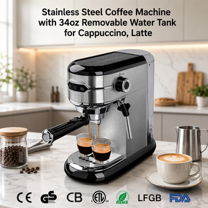 Machine à expresso <span class=keywords><strong>semi</strong></span>-<span class=keywords><strong>automatique</strong></span> électrique pour la maison, 15 bars de pression, contrôle LED avec mousseur à lait, pour la maison, le bureau, la cuisine, l'hôtel - Product Image 2