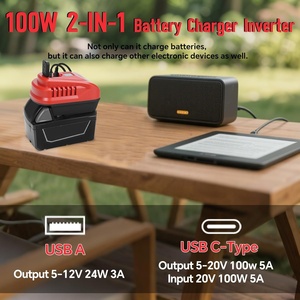 Adaptateur de batterie USB 2 en 1 100W pour <span class=keywords><strong>chargeur</strong></span> <span class=keywords><strong>Milwaukee</strong></span> 18V avec charge <span class=keywords><strong>rapide</strong></span> bidirectionnelle de type C et USB pour appareil électrique - Product Image 2