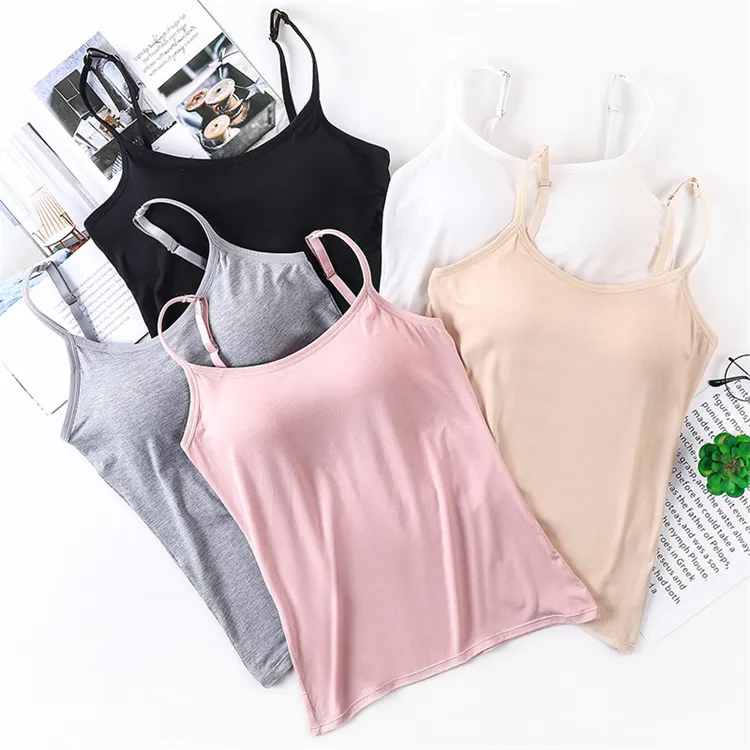 adjustable camisoles women basic undershirt spaghetti strap women tank top with bra