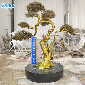 تمثال شجرة الصنوبر المخصص من الفولاذ المقاوم للصدأ، تمثال معدني مصقول كالمرآة لتزيين الحدائق الخارجية والفنادق والمناظر الطبيعية - Product Image 4