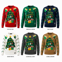 Pull en tricot rouge Y76 pour femme, col rond, manches longues, imprimé floral et nœud, décontracté, pour les fêtes de Noël