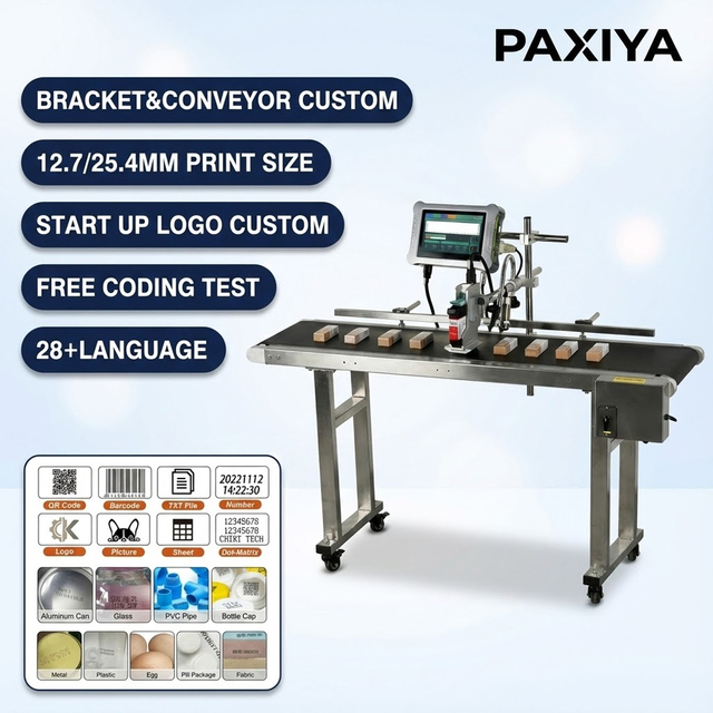 Industrial Tij 2.5 Thermal Online Inkjet Printer Automatic Qr Code Coding Machine Expired Date and Production with Conveyor