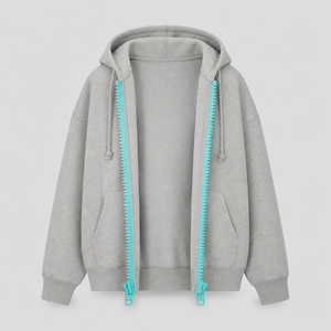 Sudadera con capucha y cremallera de cuello redondo extragrande personalizada para invierno, con cremallera gruesa en contraste, estilo holgado, de peso pesado, estilo urbano, unisex, al por mayor - Product Image 4
