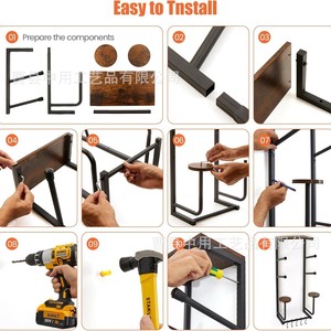 <b>Wall</b>-<b>mounted</b> Skateboard Storage Rack Wooden Helmet <b>Shelf</b> Punch Free <b>Wall</b> Storage Unit - Product Image 3