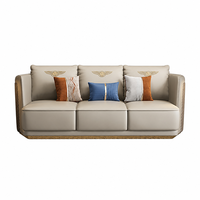 YUANCHANG Modernes Luxus-Ecksofa-Set aus PU-Leder mit Stickerei-Verzierung, 18mm Gebogenes Holz-Rückenteil, Lärchen-Eukalyptus-Holzrahmen
