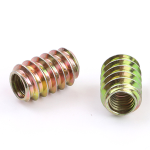 Inserts filetés M6 en acier au carbone plaqué zinc jaune pour meubles, inserts traversants pour bois - Product Image 5