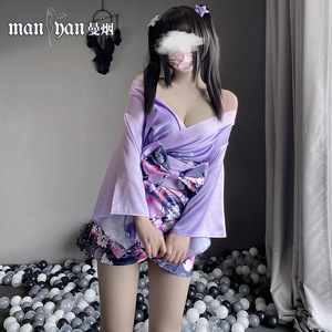 Ensemble de lingerie sexy transparente à décolleté plongeant, motif floral, style anime, devant ouvert, kimono japonais et uniforme. - Product Image 3