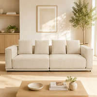 Luxuriöses Minimalistisches Quadratisches Stoff-Ecksofa Ausziehbar Modulares Sofa Schwarzer Metallrahmen Flaches Profil Moderne Heim- und Villenmöbel