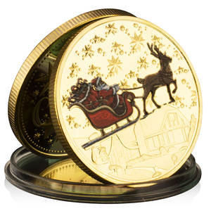 Buon natale e buon anno nuovo placcato oro monete Commemorative Babbo Natale che desiderano souvenir moneta e regalo per natale - Product Image 1