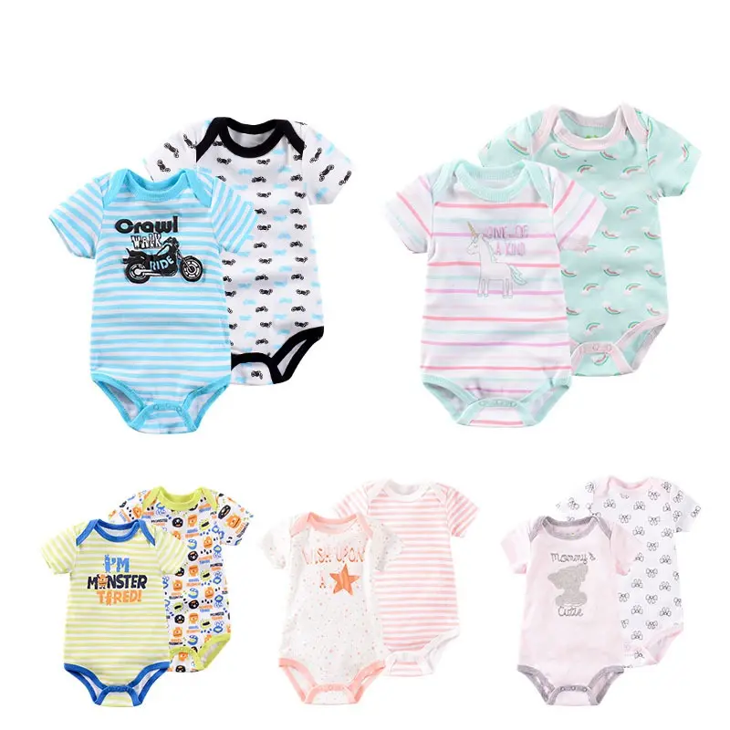 O/A wholesale clothes girl boy short sleeve cute animal two-piece set outfits pajamas baby rompers 100% cotton baby onesie