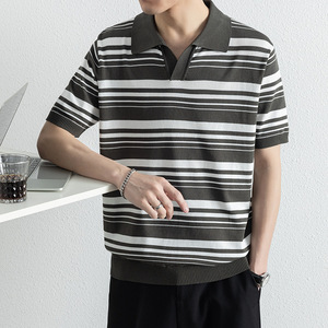 Chemise en toile tricotée pour homme, manches courtes, respirante, décontractée, en polyester, pour un usage quotidien - Product Image 2