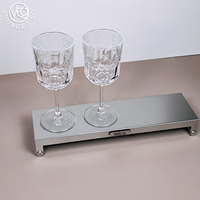 Plateau de service rectangulaire en acier inoxydable avec poignées, plateau alimentaire en métal poli miroir pour hôtel, bar, maison
