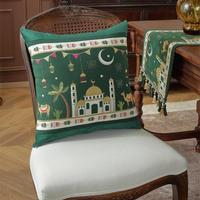 Housse de coussin personnalisée en gros pour canapé, motif Château des Étoiles du Festival de la Lune du Moyen-Orient, décoration de festival