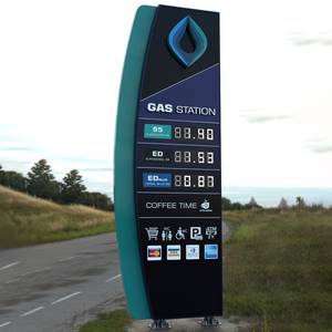 Pantalla de negocios personalizada para exteriores LC, gran estructura publicitaria, señalización comercial para señal de pilón de gasolinera - Product Image 1