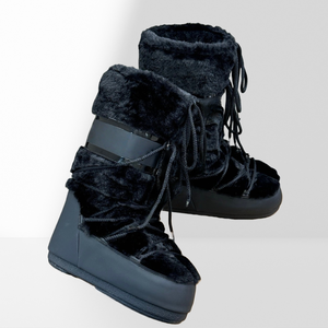 Botas Largas de Invierno para Mujer, Diseño Clásico Retro, Color Negro, Forro de Felpa, Cálidas, Cómodas, Ligeras e Informales - Product Image 4