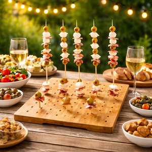 Soporte <span class=keywords><strong>de</strong></span> exhibición <span class=keywords><strong>de</strong></span> brochetas <span class=keywords><strong>de</strong></span> bambú al por mayor para frutas, postres y alimentos, bandeja <span class=keywords><strong>de</strong></span> servir y tabla <span class=keywords><strong>de</strong></span> cortar para cocina y fiestas - Product Image 4