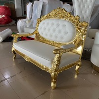 Canapé trois places de luxe pour mariés, style européen, extensible, doré, pour villa
