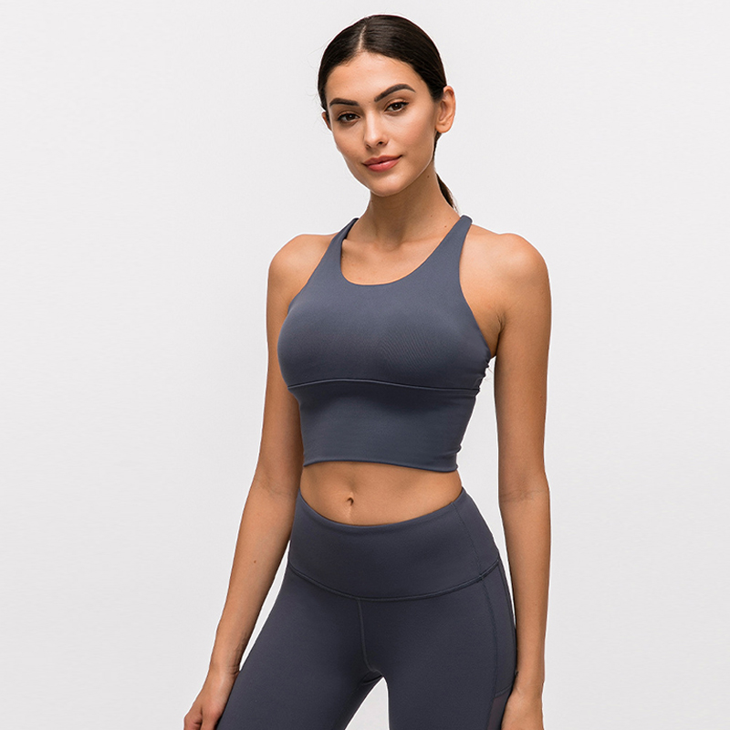 New Workout Sleeveless Sexy Open Cross Back Strappy Gym Top Fitness Backless Thin Strap Yoga Sports Bra For Women