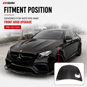 ZESON Capot en fibre de carbone véritable style A-2 pour Mercedes-Benz Classe <span class=keywords><strong>E</strong></span> W213 E63 E53 AMG berline 2017-2023 - Product Image 5