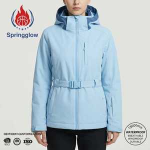 Chaqueta de Esquí Impermeable para Mujer con Logotipo Personalizado OEM, Traje de Esquí 10000mm, Chaqueta de Nieve para Mujer, Chaqueta de Snowboard con Cinturón, Aislada y de Carcasa Rígida - Product Image 1