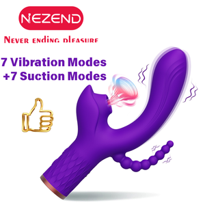 Vibrateur anal 3 en 1, 7 modes de vibration et de succion, vibrateur G-spot, silicone imperméable, jouet sexuel pour femmes, masseur - Product Image 1
