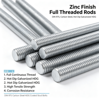 DIN975 Carbon Steel Full Threaded Rod Hot Dip Galvanized Zinc/Black Finish Industrial Full Threaded Stud Bolt