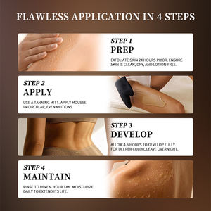 Mousse corporelle autobronzante instantanée à la vitamine Vera, label privé, teinte brun foncé, logo personnalisable, lotion à la noix de coco moyenne - Product Image 3