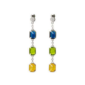 Pendientes Largos con Colgante para Mujer, Sin Reseñas, Pendientes Largos con Piedra Cuadrada <span class=keywords><strong>de</strong></span> Color ZIRCÓN - Product Image 2