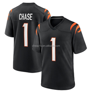 Vente en gros de maillots de football américain cousus Cincinnati Bengal noirs # 1 Ja'Marr Chase # 9 <span class=keywords><strong>Joe</strong></span> Burrow # Maillot de football 5 Tee Higgins - Product Image 3