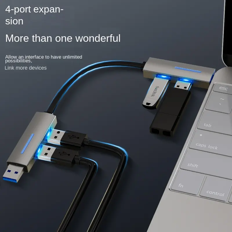 Mini taşınabilir alüminyum alaşımlı tip-c/USB3.0 + 2.0 çift konektör genişletici USB HUB