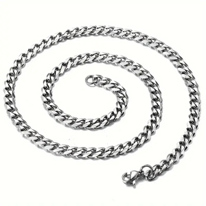 男性用18K金メッキチタンステンレス鋼キューバチェーンネックレス流行の婚約スタイル - Product Image 1