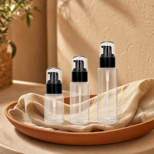 High Grade Clear <b>Glass</b> Cosmetic Packaging <b>Pump</b> <b>Bottles</b> 30ml 60ml 100ml 120ml Empty Facial Cream Lotion Container - Product Image 1