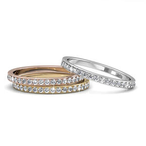 Elegante Anello a Tre Cerchi Placcato Oro Bianco con Cristalli <span class=keywords><strong>Swarovski</strong></span>, Fede Nuziale per Donne, Gioielli <span class=keywords><strong>da</strong></span> Matrimonio - Product Image 2