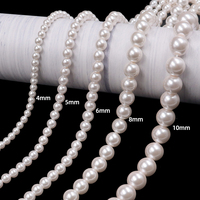 Perles de verre blanches avec des perles de verre rose clair, perles rondes teintées, perles imitation perle, perles de verre pour la fabrication de bijoux