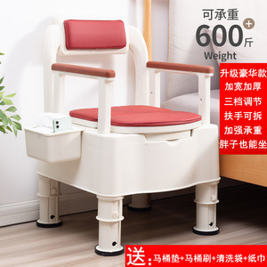 Hospital Chair Commode With Removable Armrest For <b>Bed</b> Use Red Cushion 6kg Weight Capacity - Product Image 5