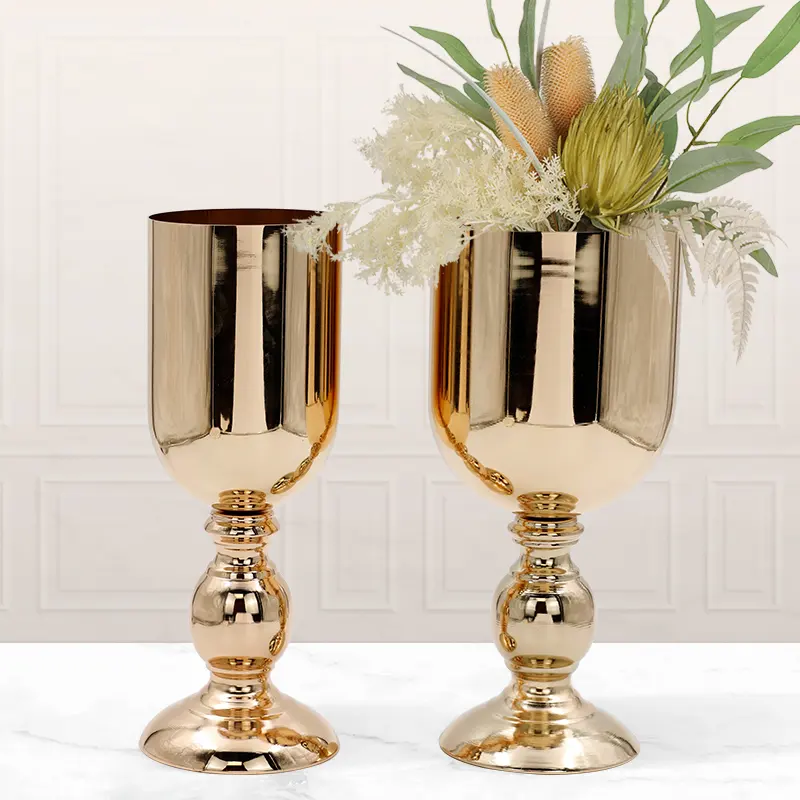 Wedding Decoration Dining Table Flower Arrangement Vase Hammered Metal Gold Flower Bowl Vases For Wedding Centerpieces