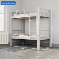 Lit superposé double couche haut-bas avec cadre en fer à profil épais pour les employés, les étudiants, les dortoirs ou les appartements.