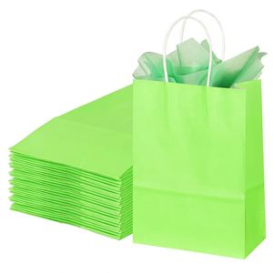 Bolsas de Regalo de Papel Verde KUAIMA de 15*8*21cm con Asas para Pequeños Negocios, Fiestas de Cumpleaños, Navidad - Product Image 1