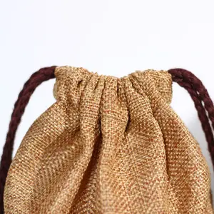 Натуральные мешочки из джута Hessian, мешок на шнурке, маленькие свадебные сувениры, Джутовая сумка