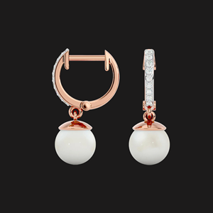 Elegantes pendientes de aro con perlas y detalles de moissanita en acabado pulido, estilo joyería hip hop suave y chic para mujer. - Product Image 6