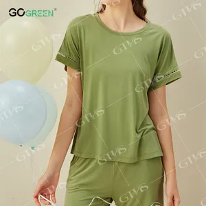Manufacturer Bamboo Clothing Custom Pyjamas And Pants Bamboo Viscose Recycled Bamboo Pajama For Women Set